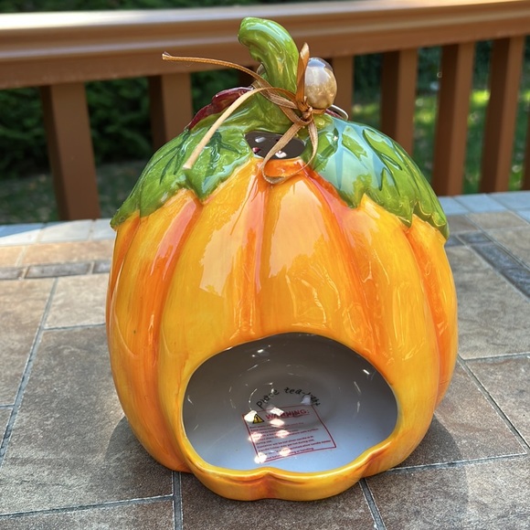 New Blue Sky Clayworks Ceramic HAPPY HARVEST Tea Light Decor Accent - Picture 4 of 6